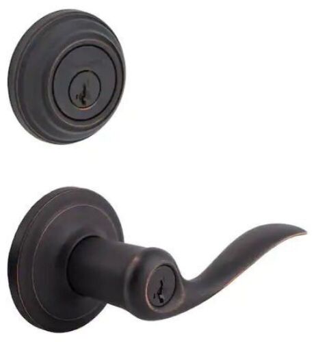 Kwikset Tustin Venetian Bronze Exterior Entry Door Handle and Deadbolt Combo - Lot 502