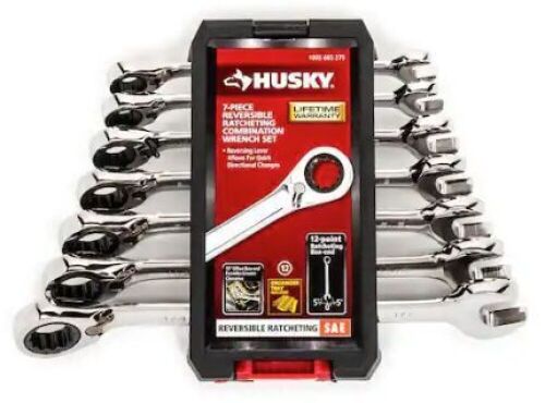7-Piece Reversible Ratcheting SAE Combination Wrench Set - Lot 885