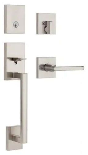 Kwikset San Clemente Satin Nickel Door Handleset w/ Halifax Door Handle - Lot 371