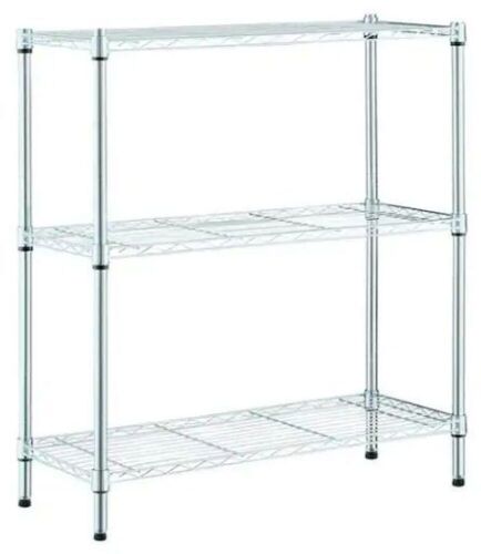 3-Tier Steel Chrome Wire Shelving Unit 24"x30"x14" - Lot 329