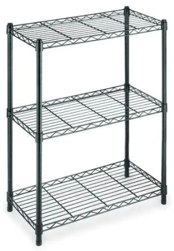3-Tier Steel Black Wire Shelving Unit 24"x30"x14" - Lot 874