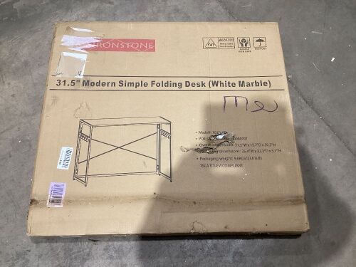 31.5" Modern Simple Folding Desk, White Marble  - Lot 145