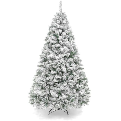 6' Premium Snow Flocked Artificial Pine Christmas Tree w/ Foldable Metal Base - Lot 707