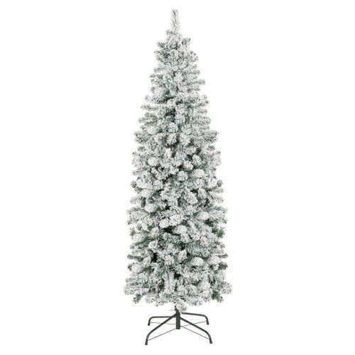 7.5' Snow Flocked Artificial Pencil Christmas Tree w/ Stand - Lot 759