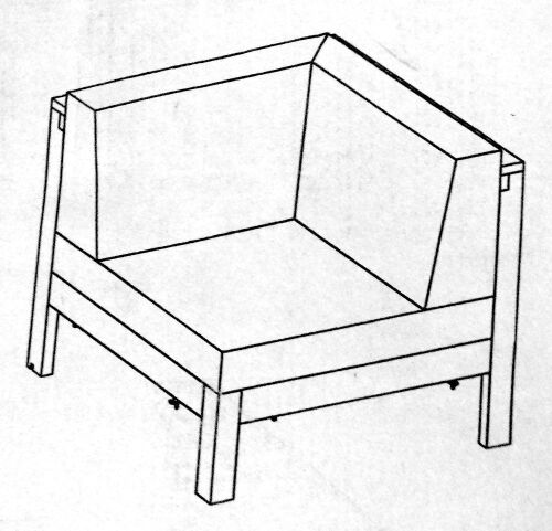 Outdoor Sectional Corner Chair - Teak Finish/Beige Cushion - Lot 829