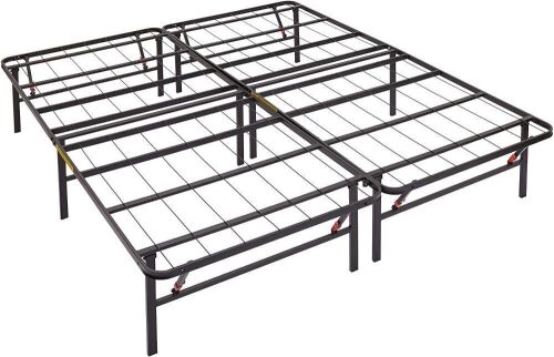 Foldable Metal Platform Bed Frame - Queen Size, Black - Lot 246