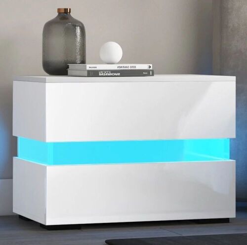 Gloss White LED Nightstand - Cosmetic Damage - Lot 1162