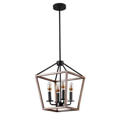 4-Light Farmhouse Geometric Metal Lampshade Chandelier - Lot 277