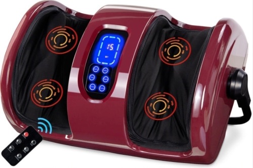 Reflexology Shiatsu Foot Massager w/ High-Intensity Rollers, Remote Control, Burgundy - Lot 151