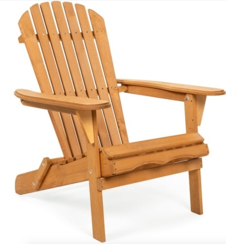 olding Wooden Adirondack Chair Accent Furniture w/ Natural Finish - Brown - Lot 245