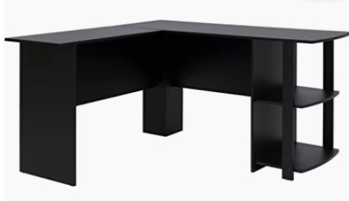 L-Shaped Corner Computer Desk, Black - Lot 283
