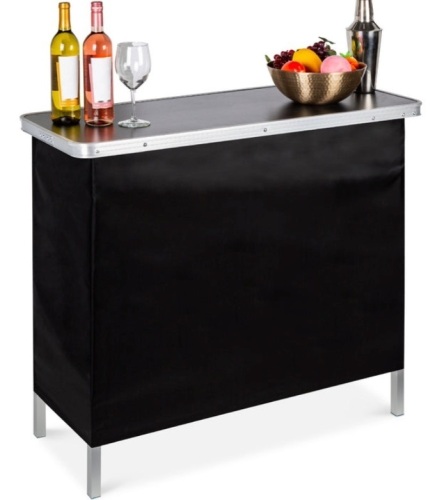 Portable Pop-Up Bar Table w/ Carrying Case, Removable Skirt - Lot 293