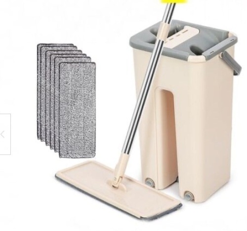 Flat Squeeze Mop Bucket, Mop w/ Cleaning Pads - Lot 451
