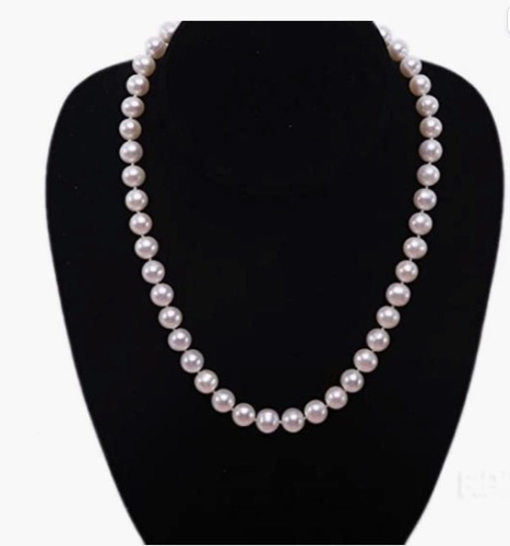 JYX 8-9mm Classic White Round Freshwater REAL Pearl Necklace - Lot 6