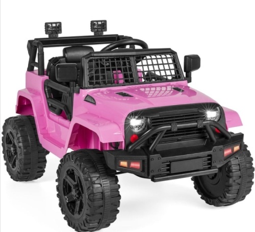 12V Kids Ride-On Truck Car w/ Parent Remote Control, Spring Suspension, Pink - Lot 594