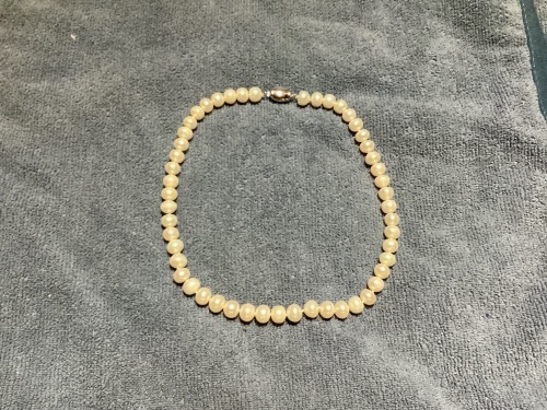 JYX Real Pearl Necklace Set Classic AA Quality White Flat Freshwater - Lot 36