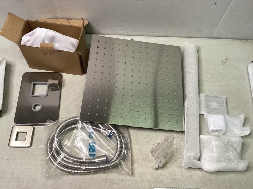 Brushed Nickel Shower Faucet 12in Rainfall w/ Hand Shower Tap - Lot 540