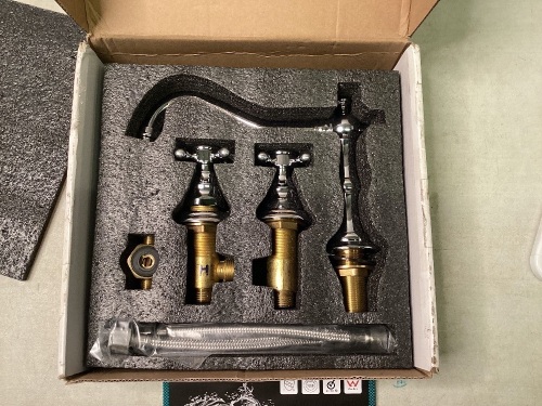 Sanitary Wares Vintage Widespread Bathroom Sink Faucet, Dual Handles - Lot 595