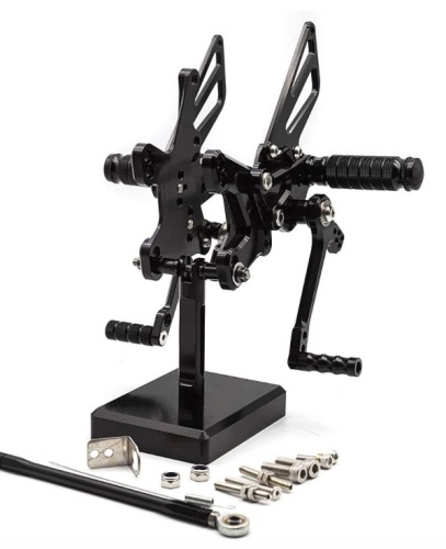 FXCNC CNC Billet Motorcycle Rearset Foot Pegs Compatible with Ninja ZX10R ZX-10R ZX1000 2011-2020, Black - Lot 308