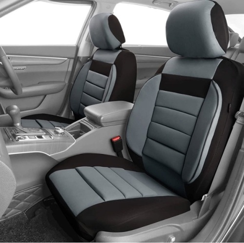 CAR PASS 6PCS Universal Fit Car Seat Covers Set, Black with Gray - Lot 313
