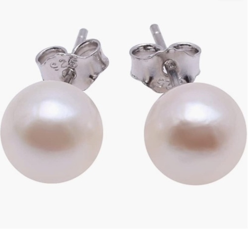 JYX Akoya Pearl Earrings Studs 6-7mm Round White - Lot 35