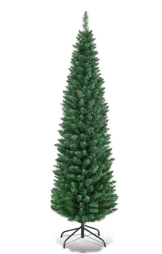 5 ft. PVC Unlit Artificial Slim Pencil Christmas Tree with Stand Home Holiday Decor Green - Lot 672