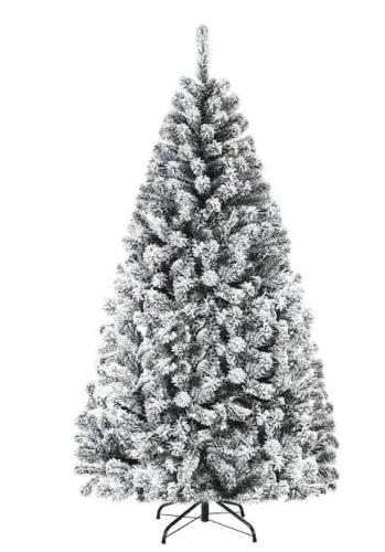6 ft. Unlit Premium Snow Flocked Hinged Artificial Christmas Tree with Metal Stand - Lot 650