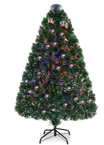 4 ft. Pre-Lit Fiber Optic Artificial PVC Christmas Tree with Metal Stand Holiday - Lot 682