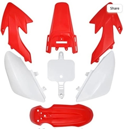 CRF50 Plastic Kit, XR50 Plastic Fender Kit, Red White Plastic Fairing Fender Kit - Motorcycle Fender Fairing Body Work Kit Compatible with Honda CRF 50 - Lot 851