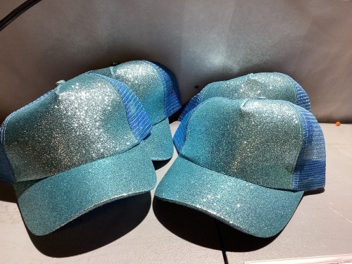 Lot of 4 Blue Sparkle Hat, Appears New - Lot 826