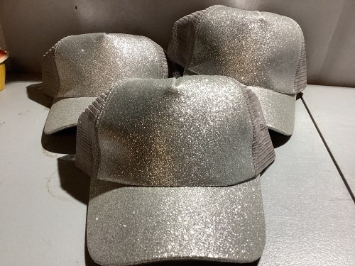 Lot of 3 Silver Sparkle Hats - Lot 831