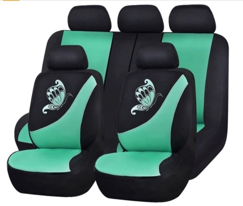 Flying Banner Car Seat Covers,  Full Set, Mint Green w/ Black - Lot 901
