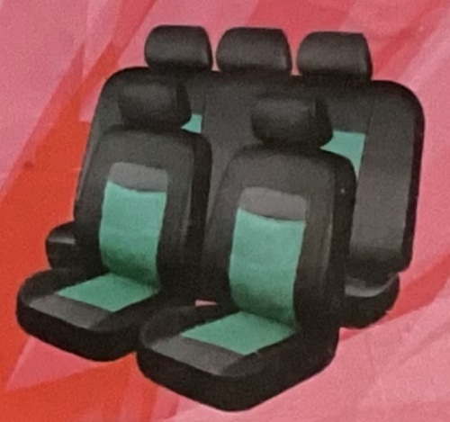 Flying Banner Car Seat Covers Full Set Front Seats and Rear Leather Cover Waterproof Bench Black with Blue - Lot 317