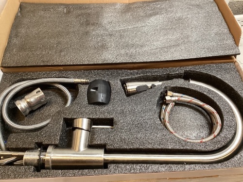 Commercial Kitchen Sink Faucet Stainless Steel Single Handle Pull Out Sprayer - Lot 371