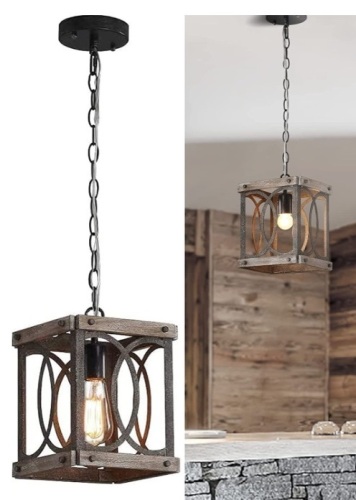 PHILOMENA Antique Wood/ Metal Pendant Light - Lot 150