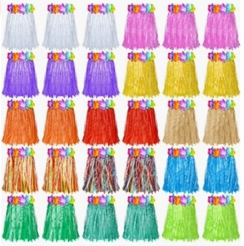 30 Pc Luau Hula Plastic Grass Party Skirts - Lot 160