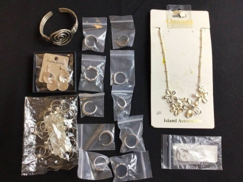 Bundle of Jewelry, Rings, Necklace, Cuff and Earrings - Lot 197