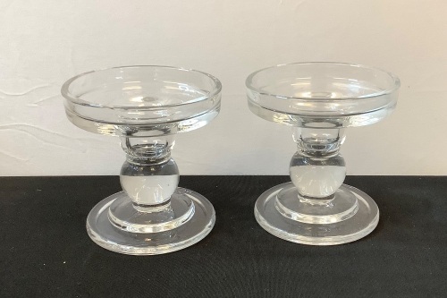 Set of (2) Clear Candle Holders - Lot 336