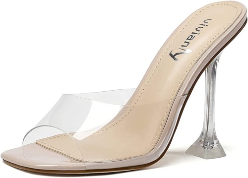 Women's Transparent Stiletto Heel Peep Toe Sandals, Size 12 - Lot 468