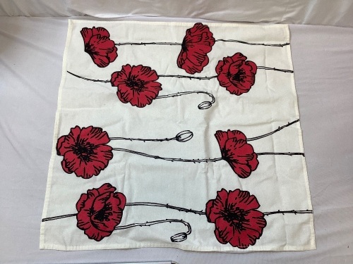 Set of 6 Poppy Flower Cloth Napkins, 20x20 inch - Lot 139