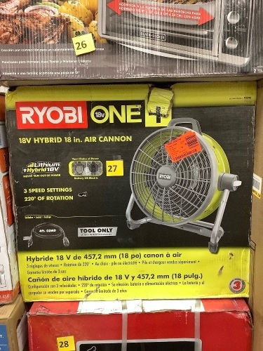 RYOBI ONE+ 18V Hybrid 18 in. Air Cannon Drum Fan - Lot 27