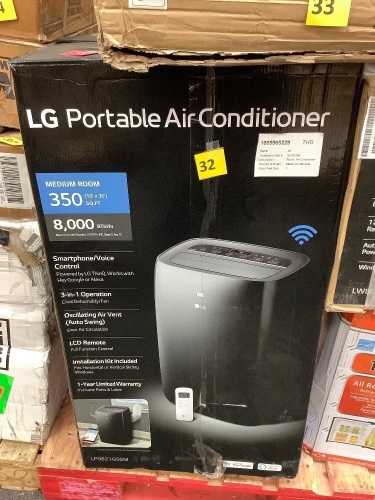 LG Electronics8,000 BTU (DOE) 115-Volt Portable Air Conditioner LP0821GSSM Cools 350 Sq. Ft. with Dehumidifier Function, Wi-Fi Enabled - Lot 32
