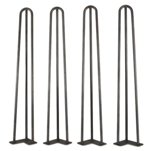 28-Inch Mid-Century Modern Satin Black Hairpin Table Legs, 1/2" Diameter, Set of 4 - Lot 37