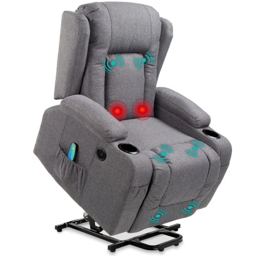 Electric Power Lift Recliner Massage Chair w/ Heat, USB Port, Cupholders - Lot 164