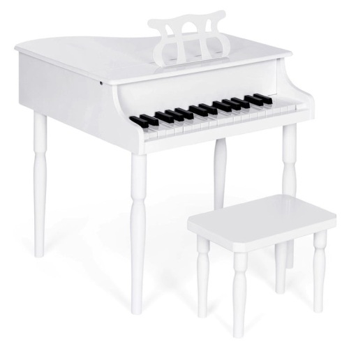 Kids Mini Wooden Grand Piano w/ Lid, Bench, Music Rack, Song Book, Stickers - Lot 297
