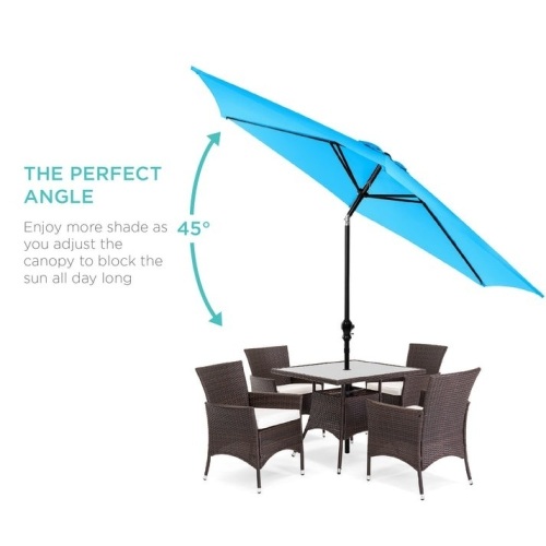 Outdoor Steel Market Patio Umbrella Decoration w/ Tilt, Crank Lift - 10ft - Lot 442