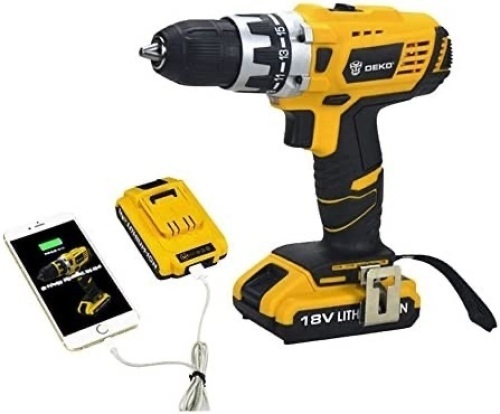 DEKO GCD18DU/2 18V DC Mini Cordless Electric Drill - Lot 6610