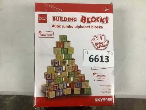 40-Piece Kids Wooden ABC Block Set Toddler STEM Toy w/ Carrying Case - Lot 6613