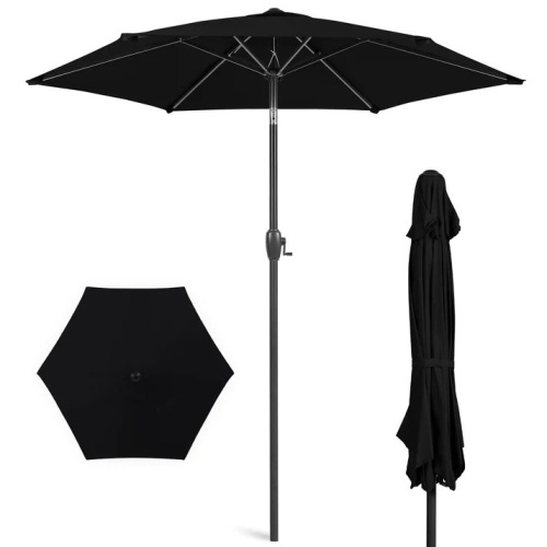Outdoor Market Patio Umbrella w/ Push Button Tilt, Crank Lift - 7.5ft - Lot 6684
