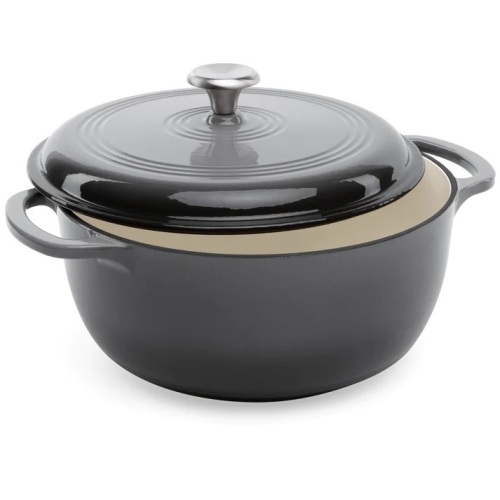 6qt Non-Stick Enamel Cast-Iron Dutch Oven Kitchen Cookware w/ Side Handles - Lot 6796